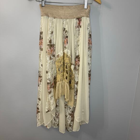 Free People Romantic Godet Floral High-low Skirt Festival Boho Lace Crochet Sz S - Picture 1 of 13